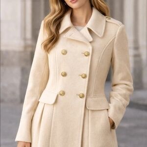 Guess Cream Double-Breasted Trench Coat ((( Wool)))